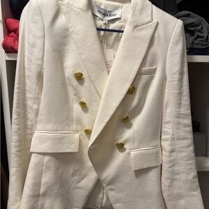 NWT Veronica Beard Women's Off White Double-Breasted Miller Dickey Blazer